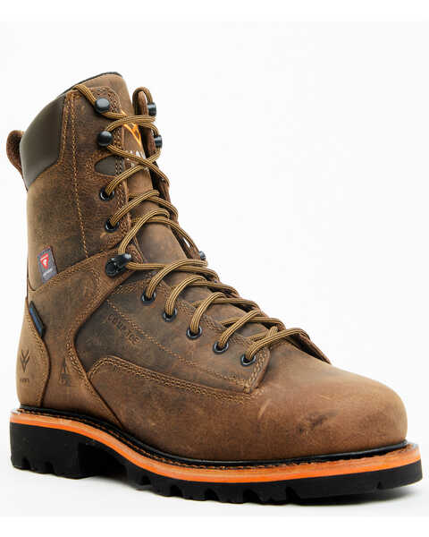 Hawx Men's 8" Insulated Lace-Up Waterproof Work Boots - Composite Toe , Brown, hi-res