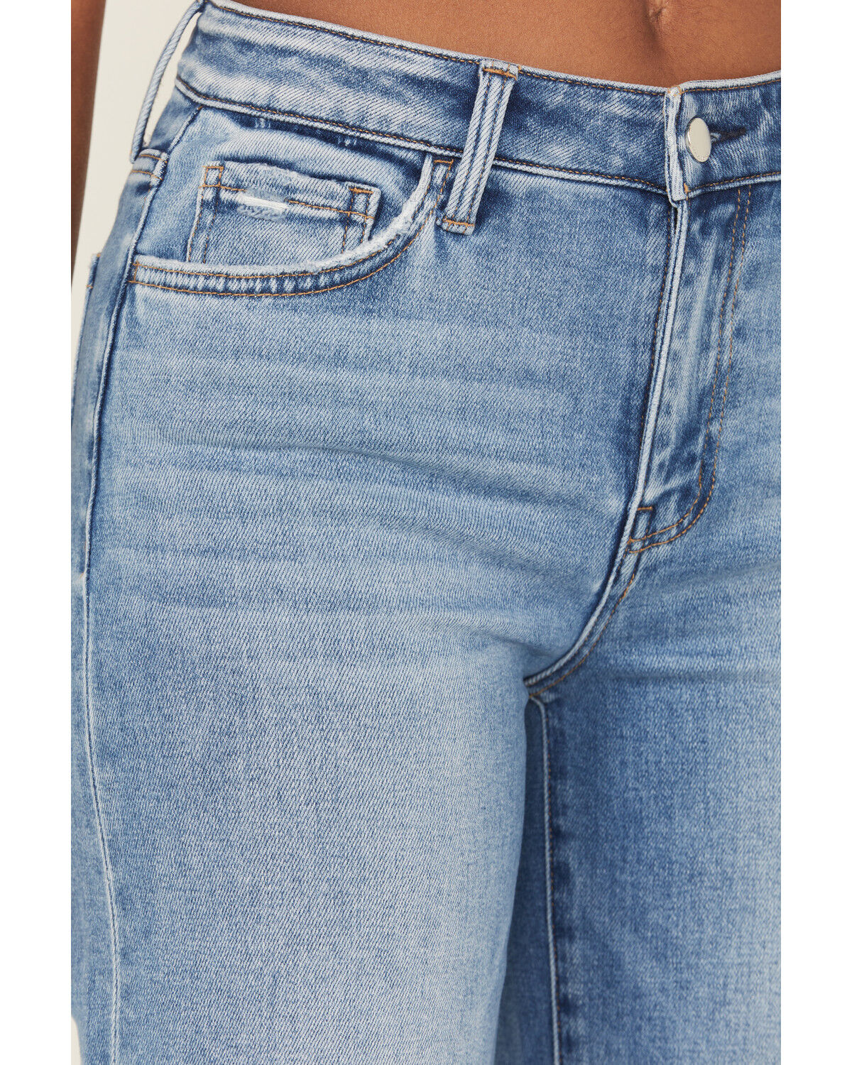 Product Name:  Vervet Women's Medium Wash High Rise Cuffed Wide Leg Denim Jeans