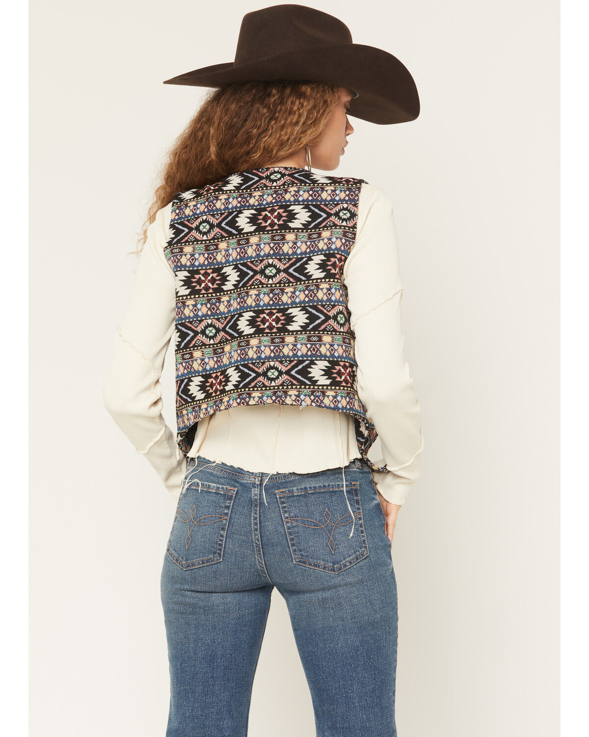 Image #4 - Fornia Women's Tapestry Concho Cropped Vest, Black, hi-res