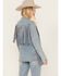 Image #4 - Rock & Roll Denim Women's Light Wash Denim Stretch Fringe Blazer, , hi-res