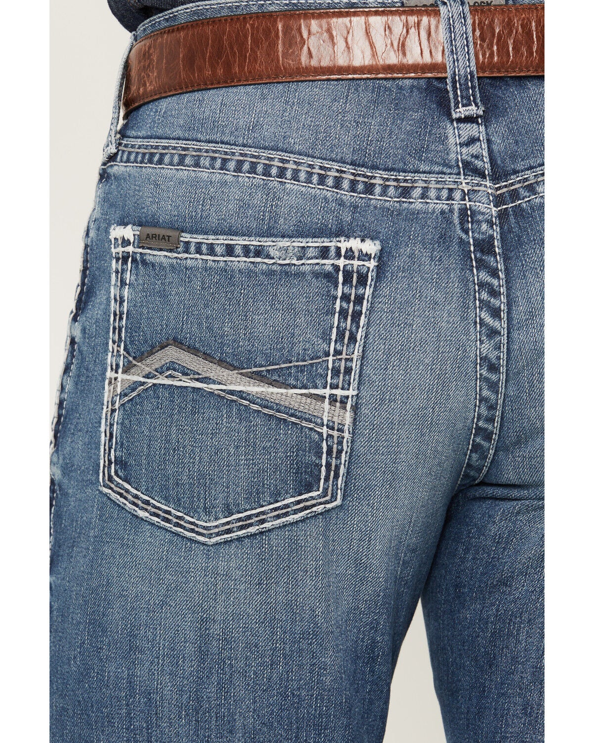 Image #4 - Ariat Men's M4 Logan Medium Wash Relaxed Straight Denim Jeans, Medium Wash, hi-res