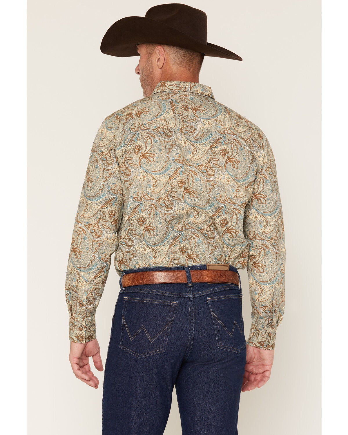 Image #4 - Gibson Trading Co Men's Feelin' Good Paisley Print Long Sleeve Snap Western Shirt - Big, Aqua, hi-res