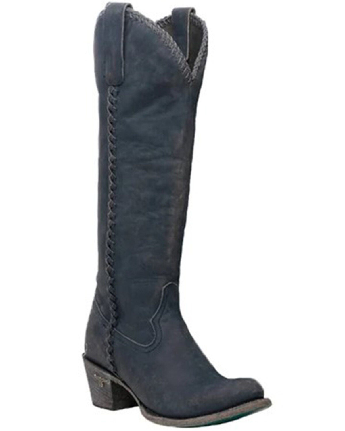 Lane Women's Plane Jane Western Tall Boots - Round Toe, Navy, hi-res