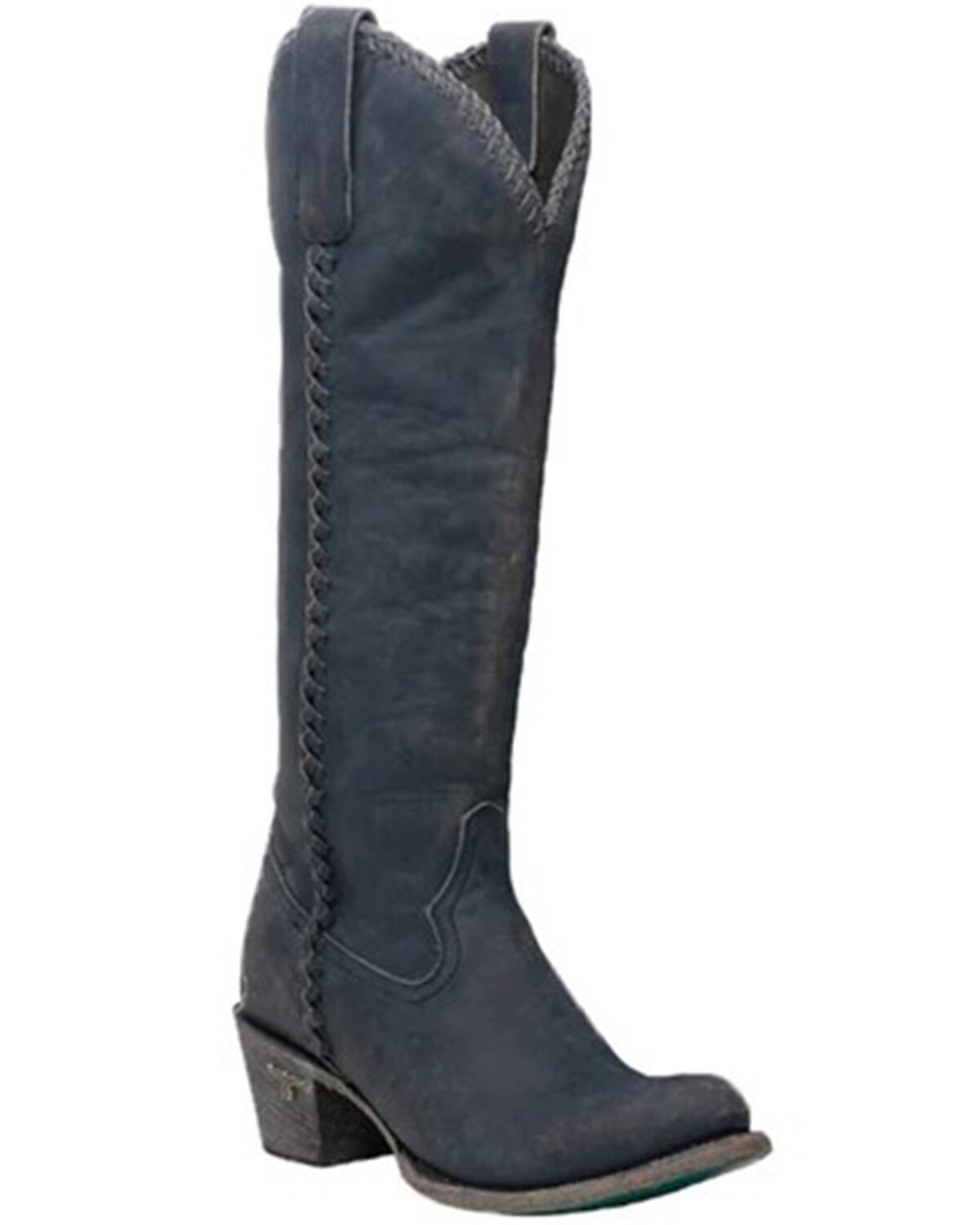 Image #1 - Lane Women's Plane Jane Western Tall Boots - Round Toe, Navy, hi-res