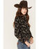 Rock & Roll Denim Women's Floral Print Western Snap Shirt, Charcoal, hi-res