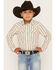 Image #1 - Cody James Boys' Trigger Striped Print Long Sleeve Snap Western Shirt, Cream, hi-res