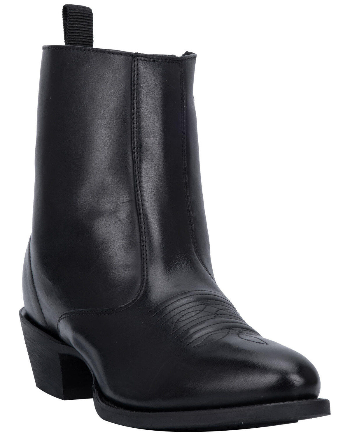 black work boots with side zipper