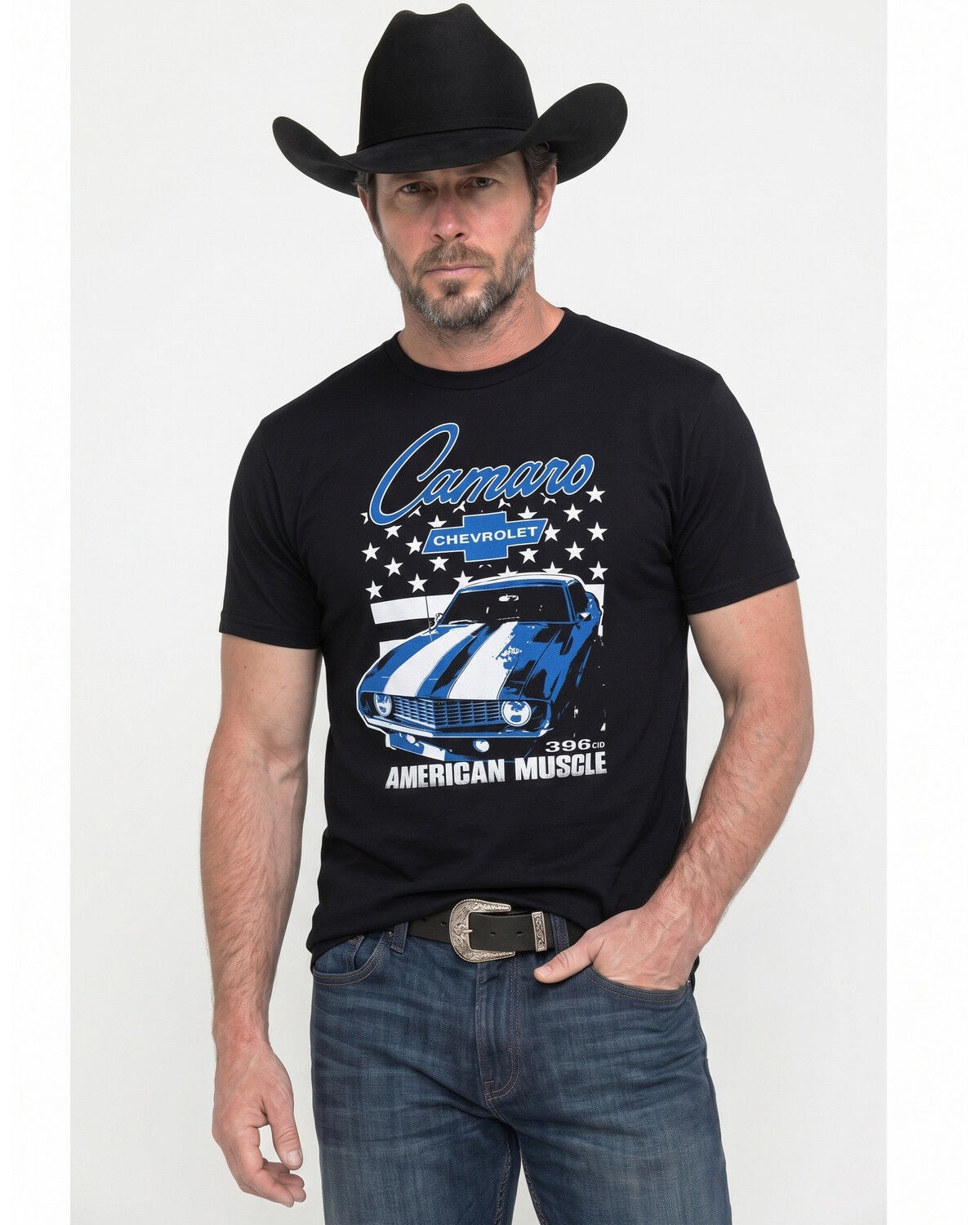 Chevy Men's Proud Camaro Short Sleeve Graphic T-Shirt, Black, hi-res