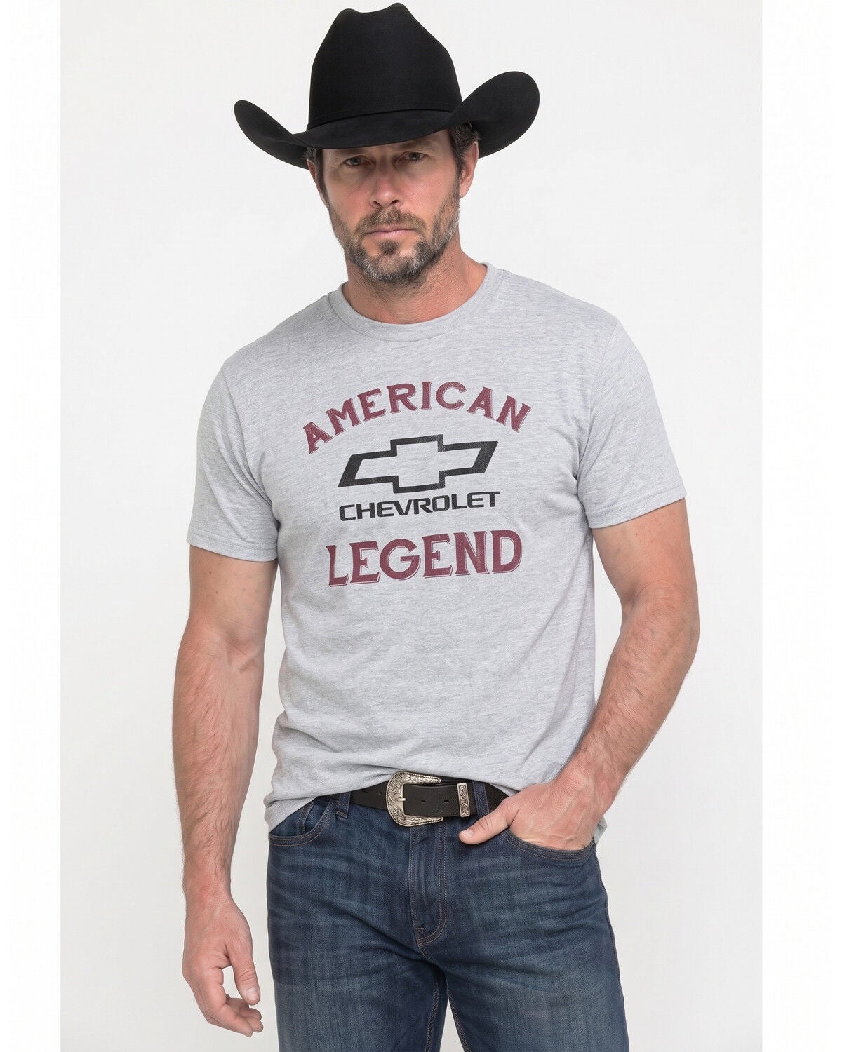 Image #1 - Chevy Men's American Made Short Sleeve Graphic T-Shirt, Heather Grey, hi-res