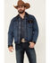 Scully Men's Indigo Denim Leather Trim Button-Front Jacket , Indigo, hi-res