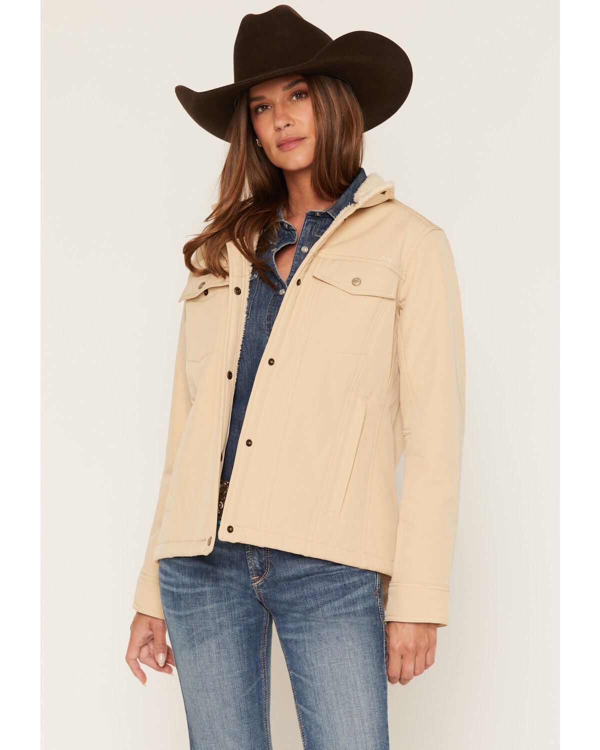Ariat Women's Berber Back Softshell Jacket, Cream, hi-res