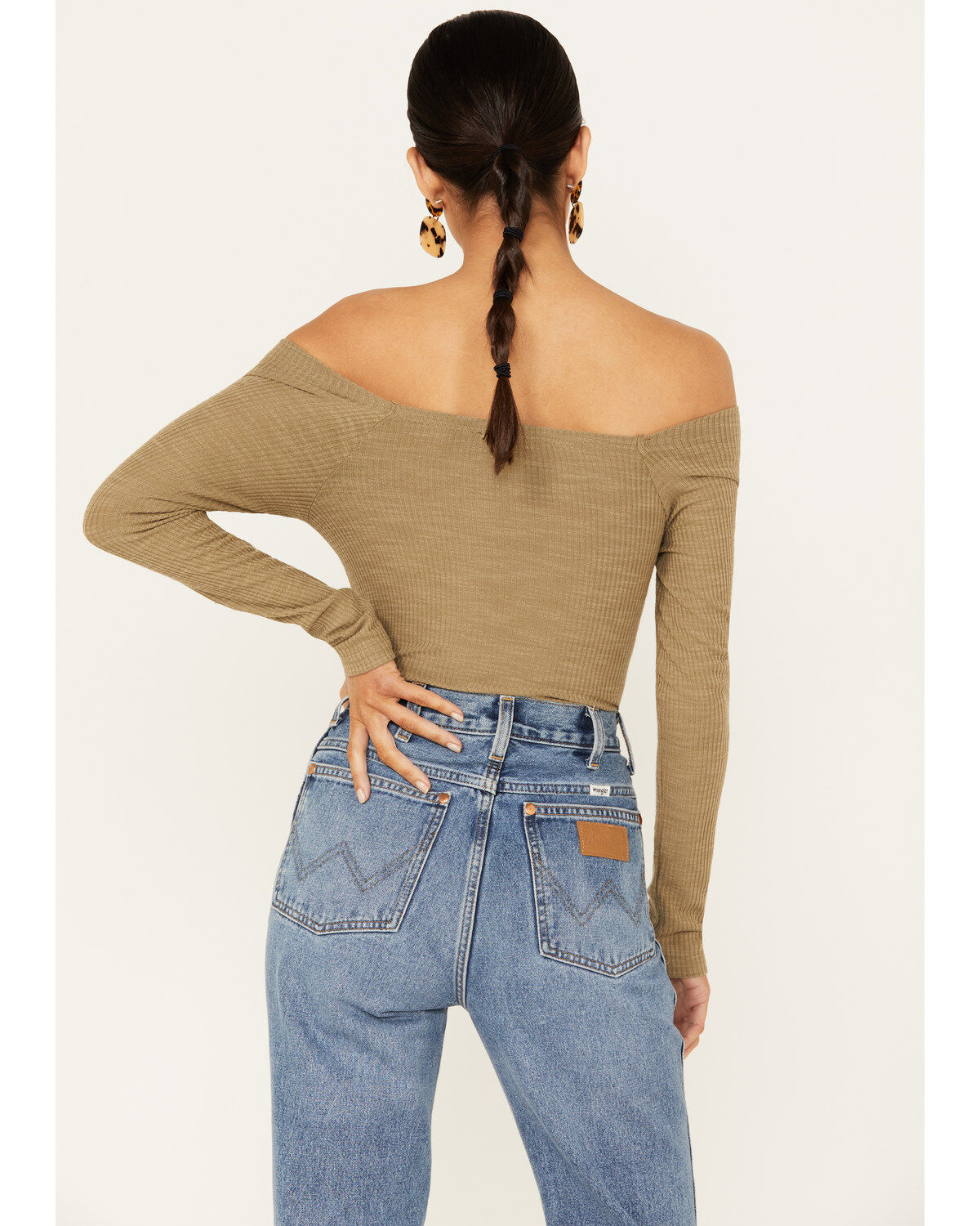 Image #3 - Very J Women's Long Sleeve Cross Front Ribbed Top, , hi-res