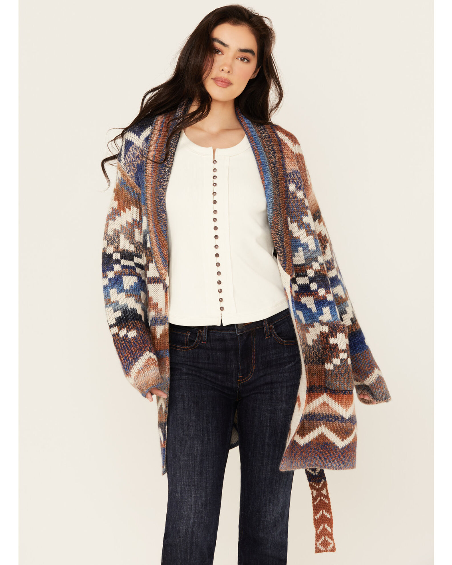 Southwestern print cardigan cheap