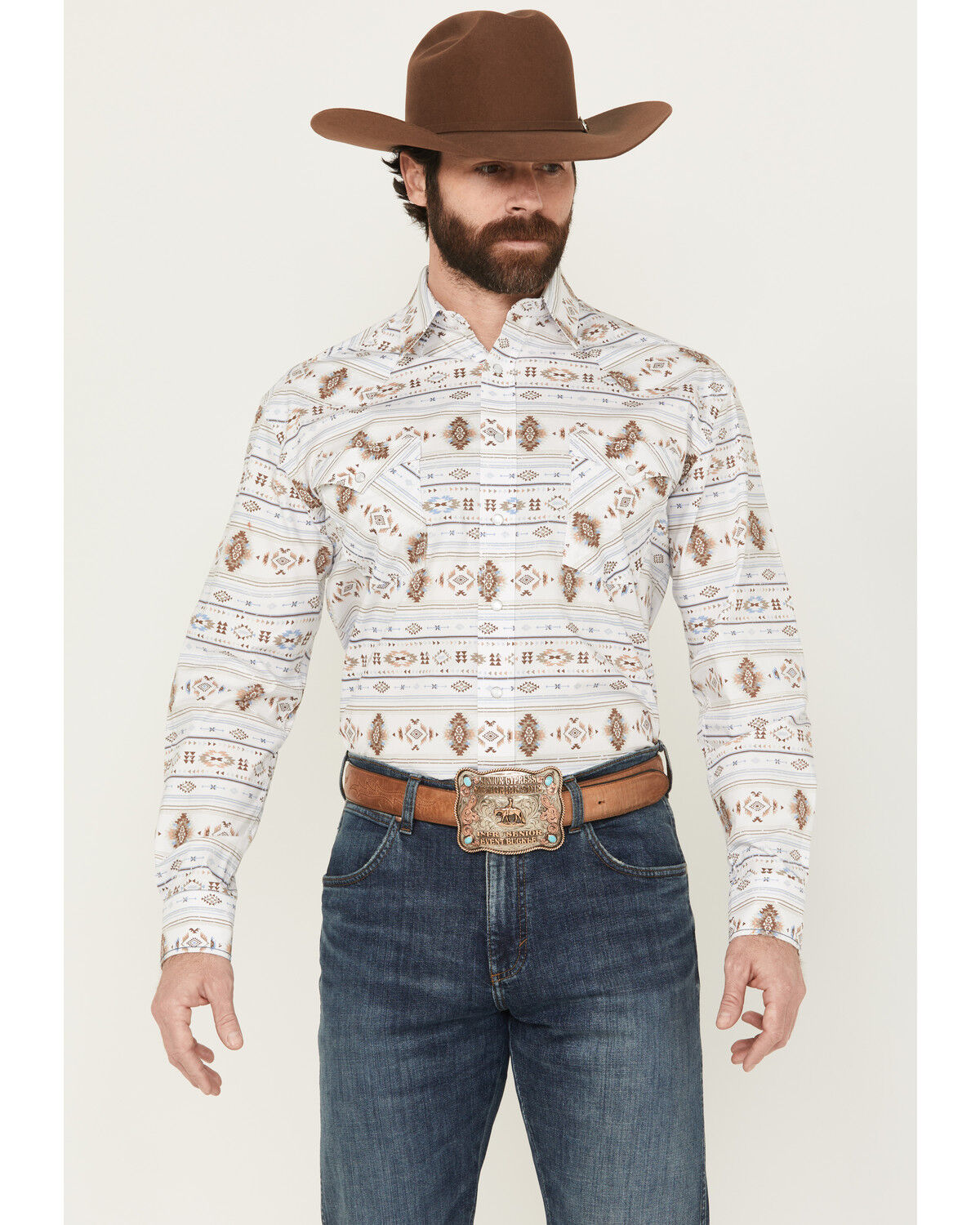 Panhandle Men´s Southwestern Striped Long Sleeve Pearl Snap WesternShirt teamlce.in