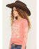 Image #2 - Wrangler Girls' Western Icon Long Sleeve Graphic Tee, Coral, hi-res