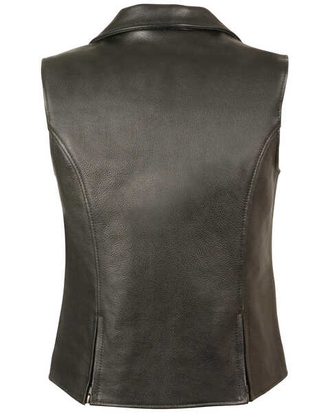 Image #2 - Milwaukee Leather Women's Lapel Collar Long Zipper Front Vest, Black, hi-res