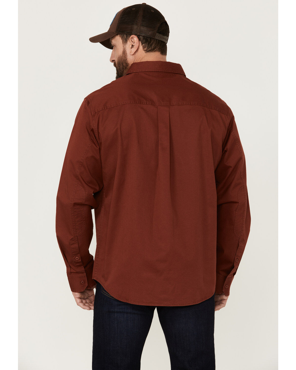 Image #5 - Brothers and Sons Men's Weathered Twill Solid Long Sleeve Button-Down Western Shirt, Red, hi-res