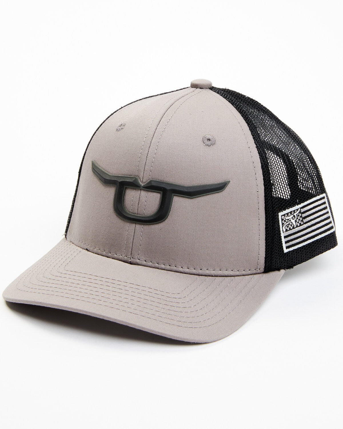 Image #1 - RopeSmart Men's Gray Steerhead Logo Mesh-Back Ball Cap, Grey, hi-res