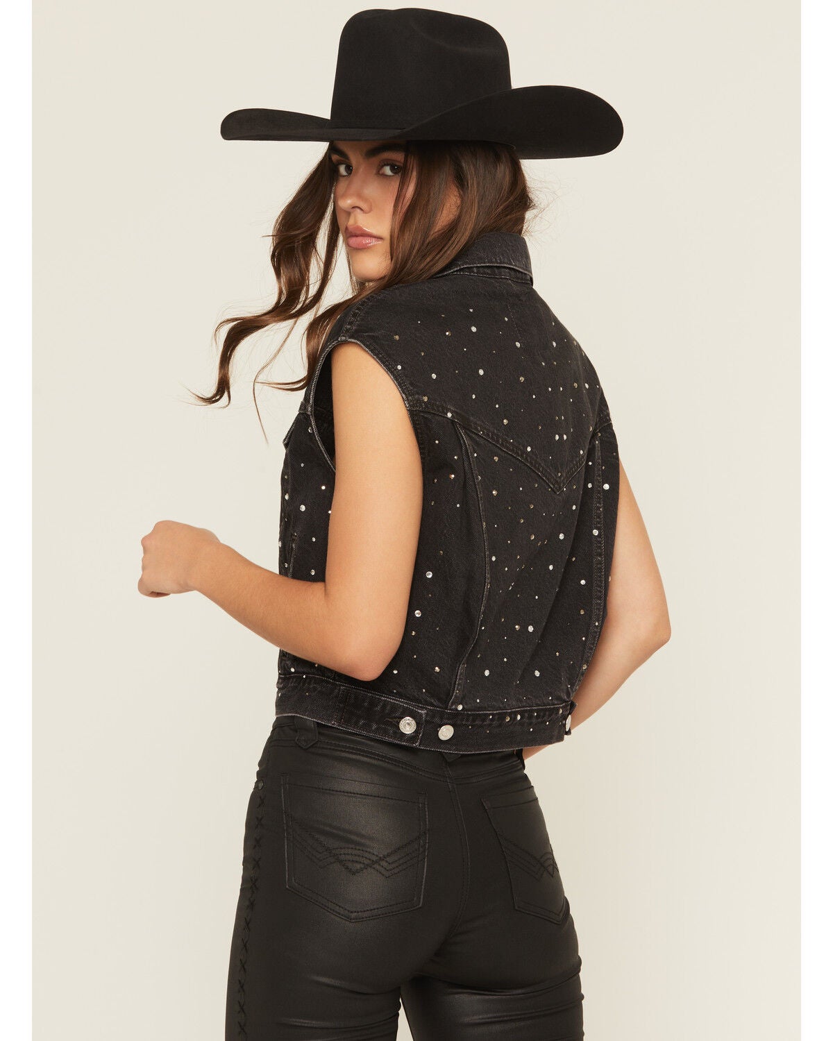 Image #4 - Levi's Premium Women's Embellished Denim Vest, Black, hi-res