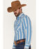 Image #2 - Ely Walker Men's Striped Long Sleeve Pearl Snap Western Shirt, Blue, hi-res