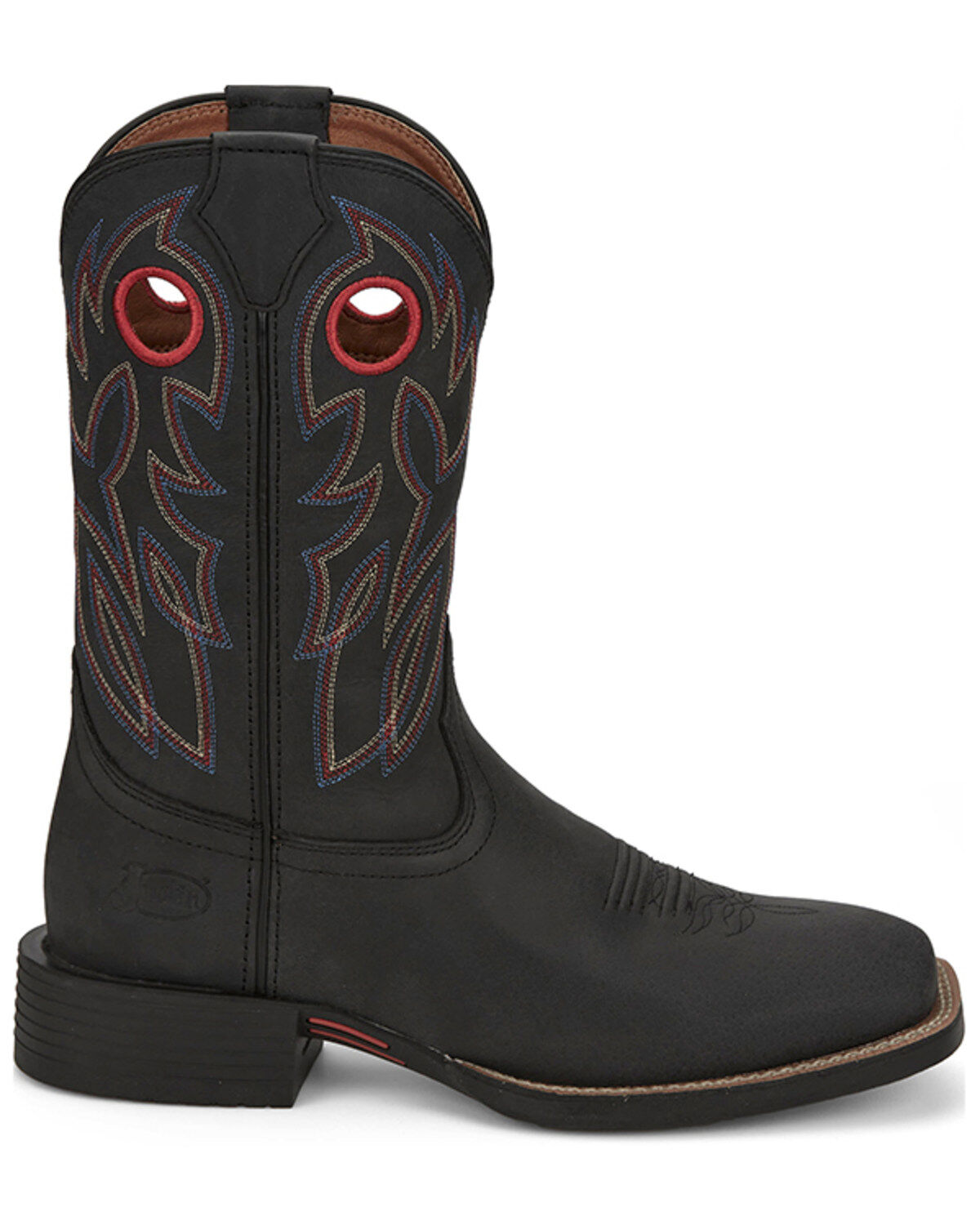 Image #2 - Justin Men's 11" Bowline Western Boots - Broad Square Toe, Black, hi-res
