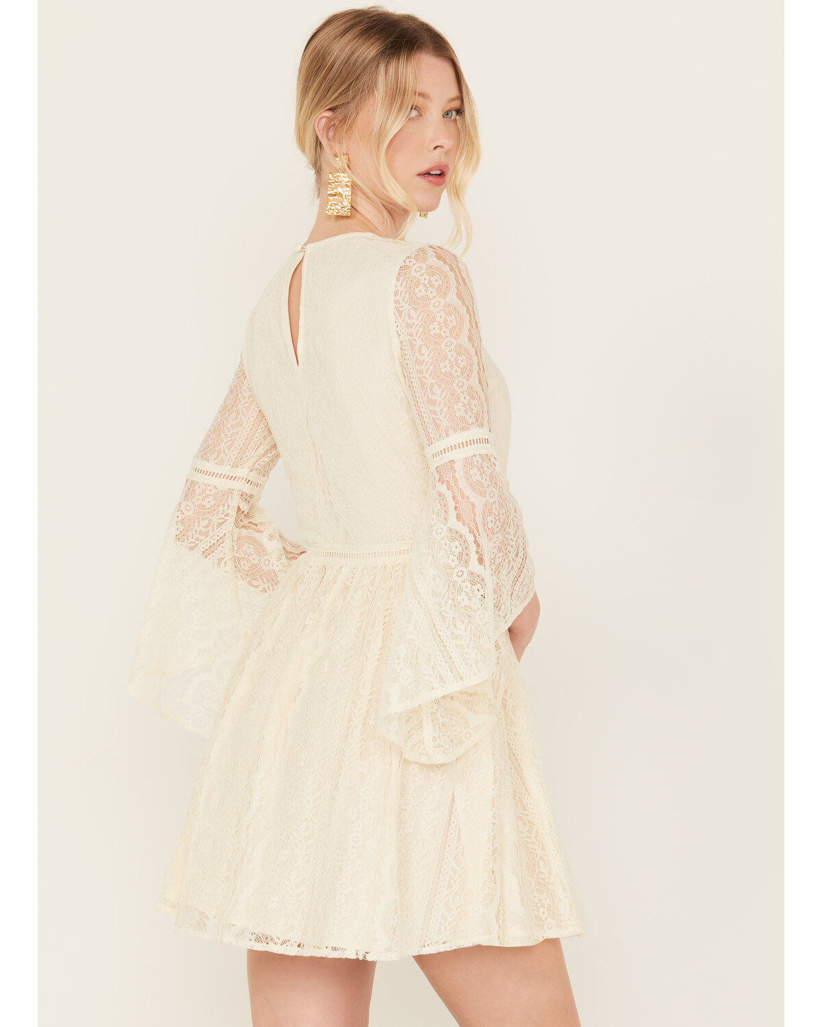 Image #4 - Shyanne Women's Lace Mini Dress, Cream, hi-res