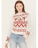 Image #1 - Wrangler Retro Women's Longhorn Horseshoe Long Sleeve Sweater, White, hi-res