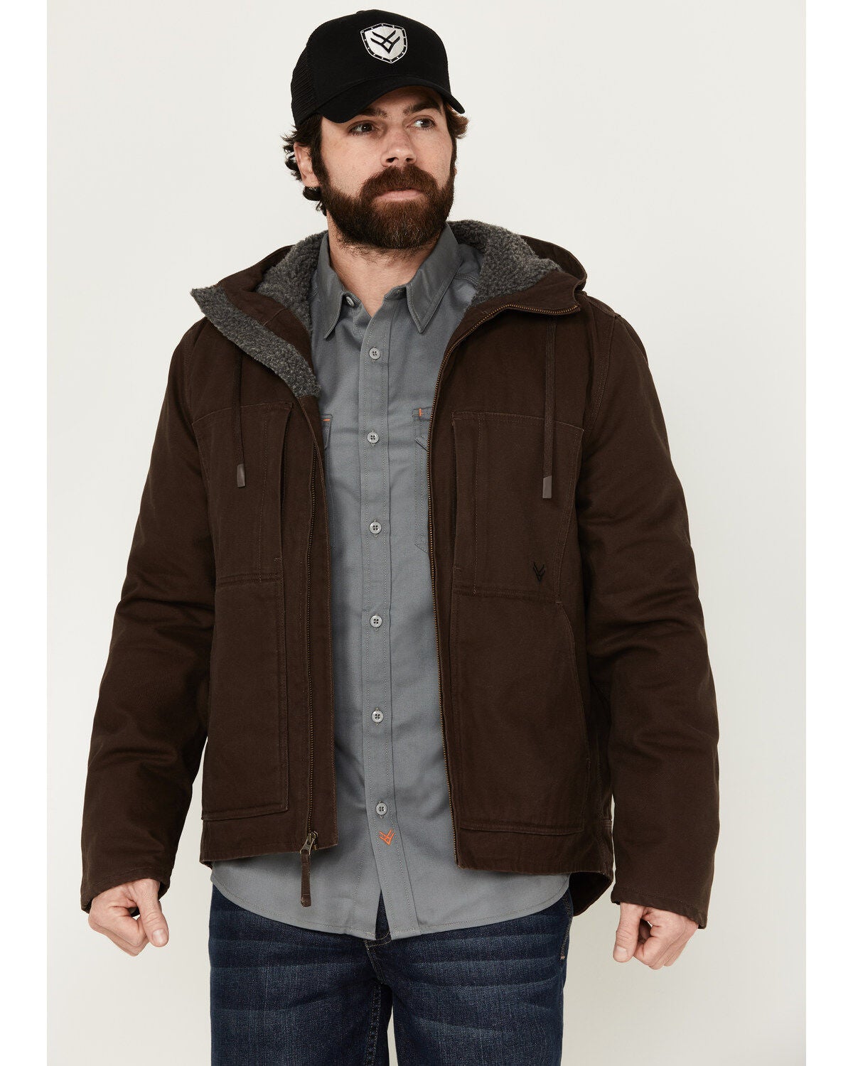 Hawx Men's Castile Weather Duck Hooded Work Jacket, Brown, hi-res