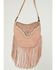 Image #2 - Montana West Women's Tooled Fringe Hobo Shoulder Bag, Dark Pink, hi-res