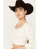 Beyond The Radar Women's Faux Suede Tie Back Top, Ivory, hi-res