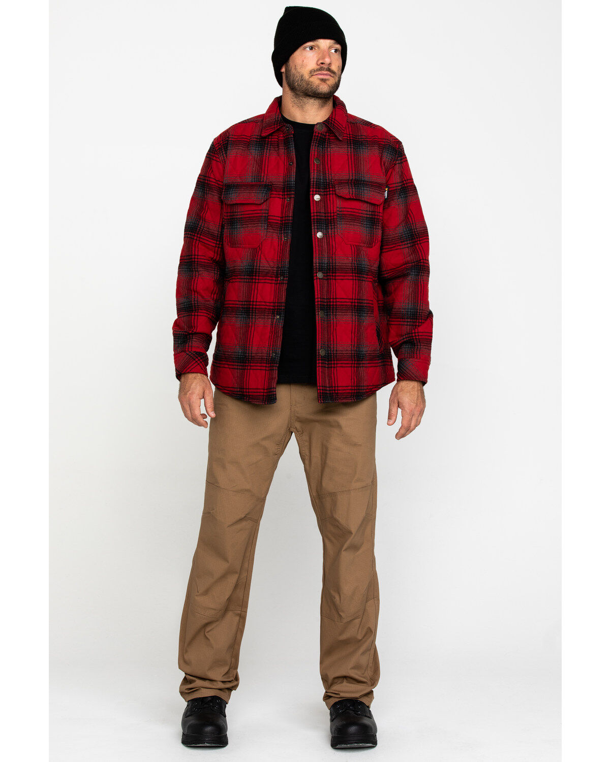 Image #6 - Hawx Men's Red Miller Plaid Quilted Flannel Work Shirt Jacket , , hi-res