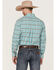 Rough Stock by Panhandle Men's Dobby Small Plaid Print Long Sleeve Button Down Western Shirt , Turquoise, hi-res