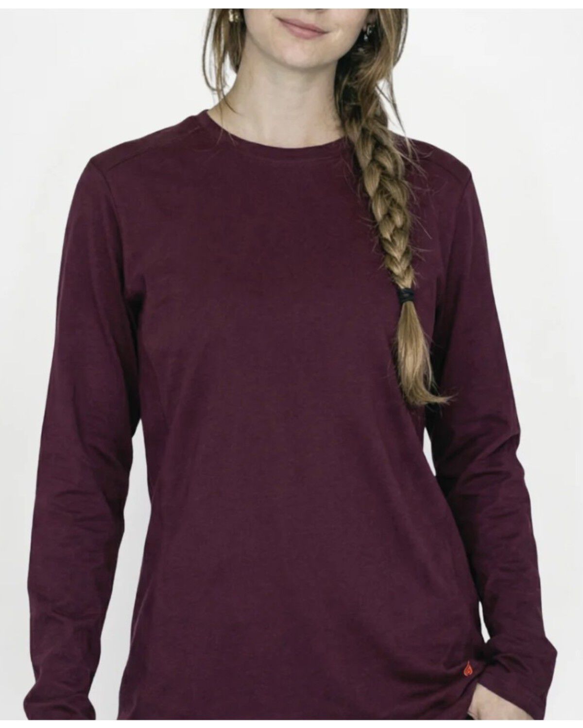 Forge Workwear Women's FR Crew Neck Long Sleeve Work Tee, Burgundy, hi-res