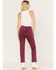 Cleo + Wolf Women's High Rise Distressed Knee Slim Stretch Straight Jeans, Purple, hi-res