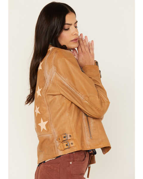 Image #3 - Mauritius Women's Christy Scatter Star Leather Jacket , Tan, hi-res