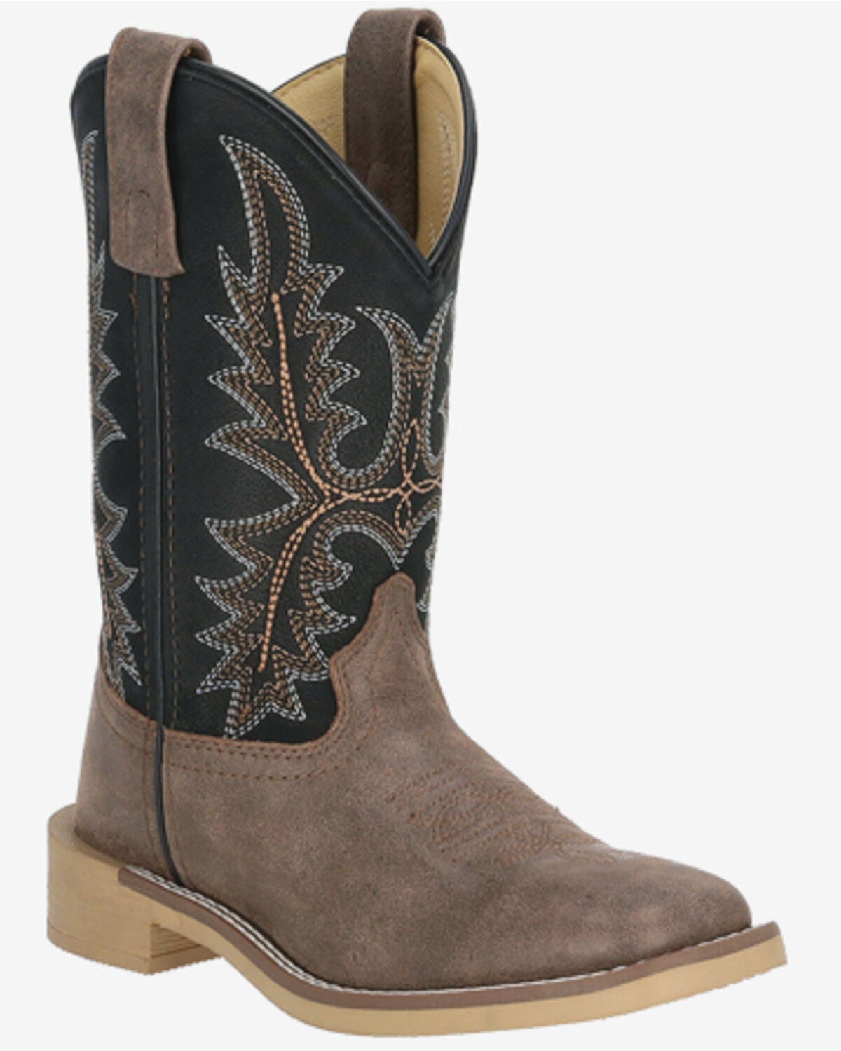Image #1 - Smoky Mountain Boys' Adobe Western Boots - Broad Square Toe, Black, hi-res