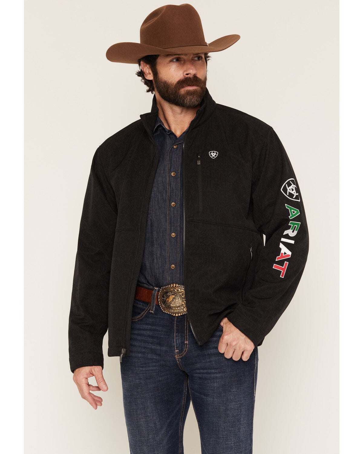 Ariat Men's Printed Concealed Carry Softshell Jacket, Black, hi-res