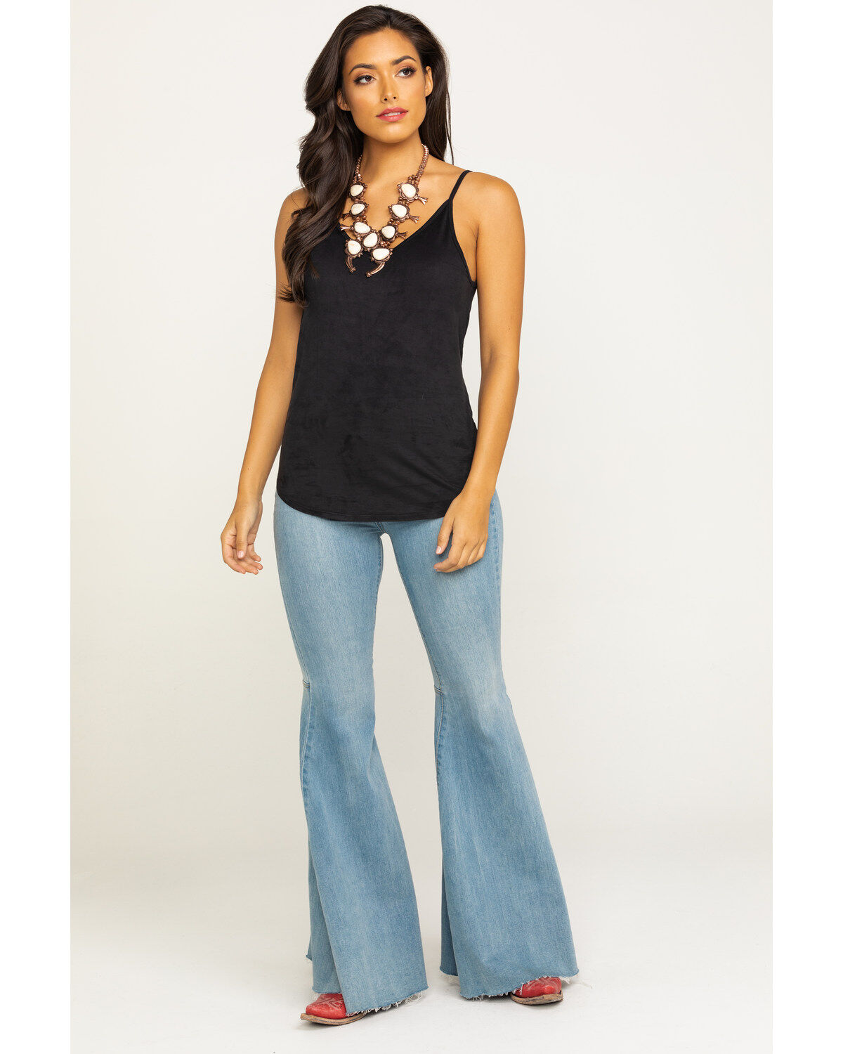 Image #6 - Shyanne Women's Faux Suede Cami, Black, hi-res