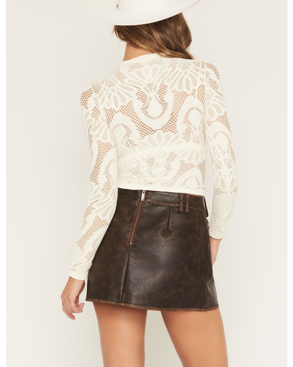 Image #4 - By Together Women's Floral Mesh Long Sleeve Top, Cream, hi-res