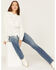 Image #1 - Cleo + Wolf Women's Pincord Button Down Long Sleeve Snap Western Shirt, Ivory, hi-res