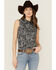 Image #1 - Wrangler Women's Cactus Print Sleeveless Snap Western Shirt, Black, hi-res