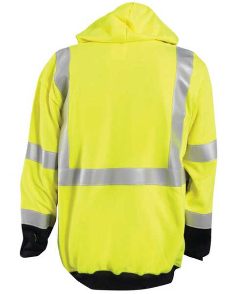 Image #2 - OccuNomix Men's FR Hi-Vis Extended Zip-Front Hooded Work Jacket , Yellow, hi-res
