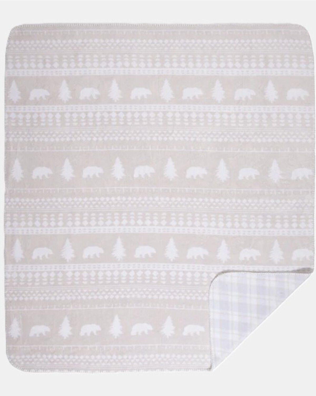 Image #2 - Carstens Home Northern Waters Reversible Plush Throw Blanket, Beige, hi-res