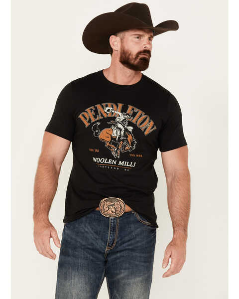 Pendleton Men's Boot Barn Exclusive Bucking Horse Western Short Sleeve T-Shirt, Black, hi-res