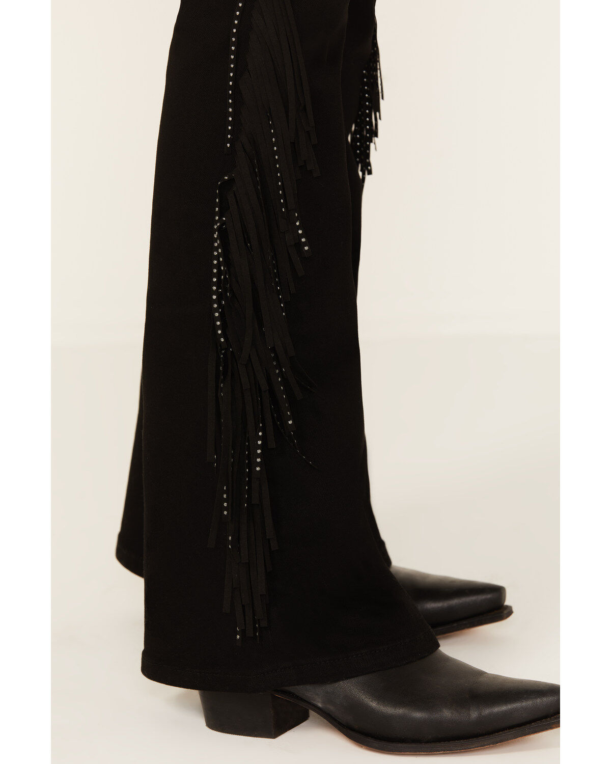 Image #2 - Idyllwind Women's Bordeaux Gypsy High Rise Stretch Studded Flare Jeans, Black, hi-res