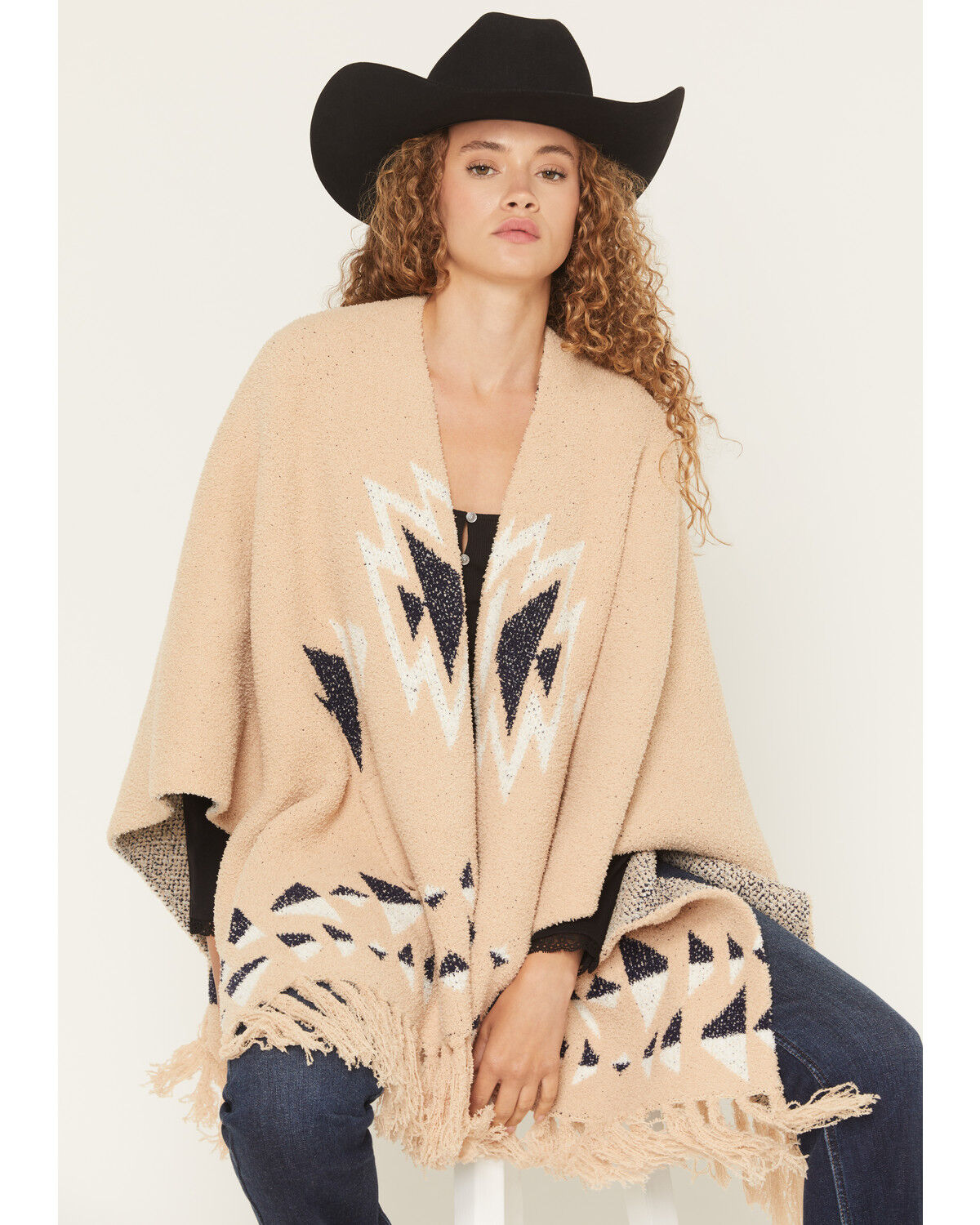 Image #1 - Idyllwind Women's Meadowlark Cozy Shawl Sweater, Khaki, hi-res