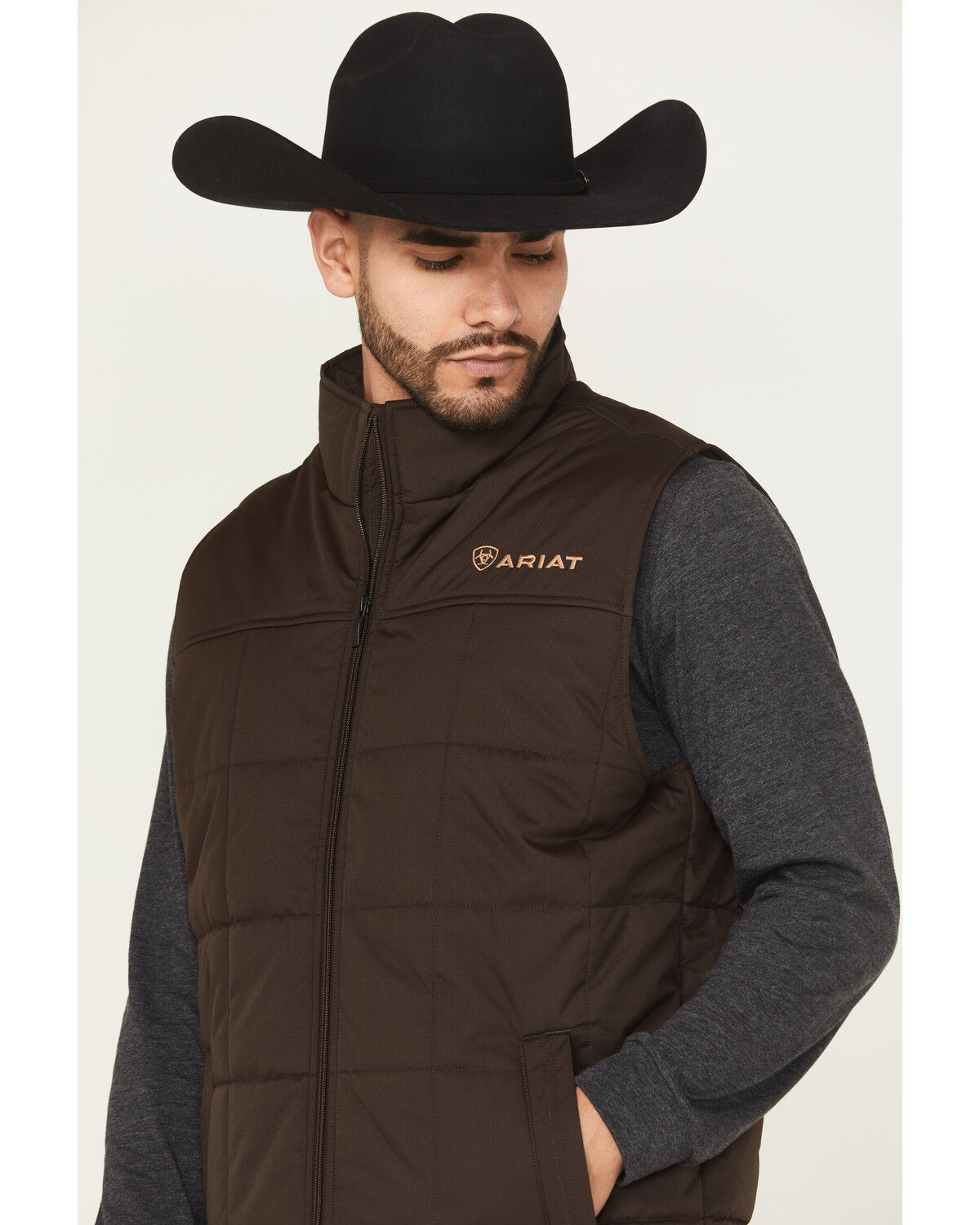 Image #2 - Ariat Men's Crius Concealed Carry Insulated Vest, Brown, hi-res