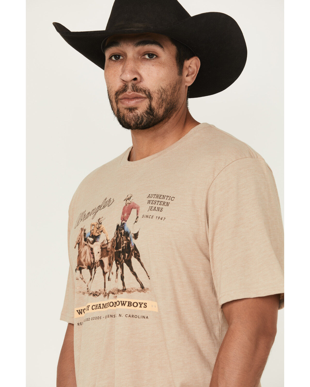 Image #2 - Wrangler Men's Cowboys Short Sleeve Graphic T-Shirt, Tan, hi-res