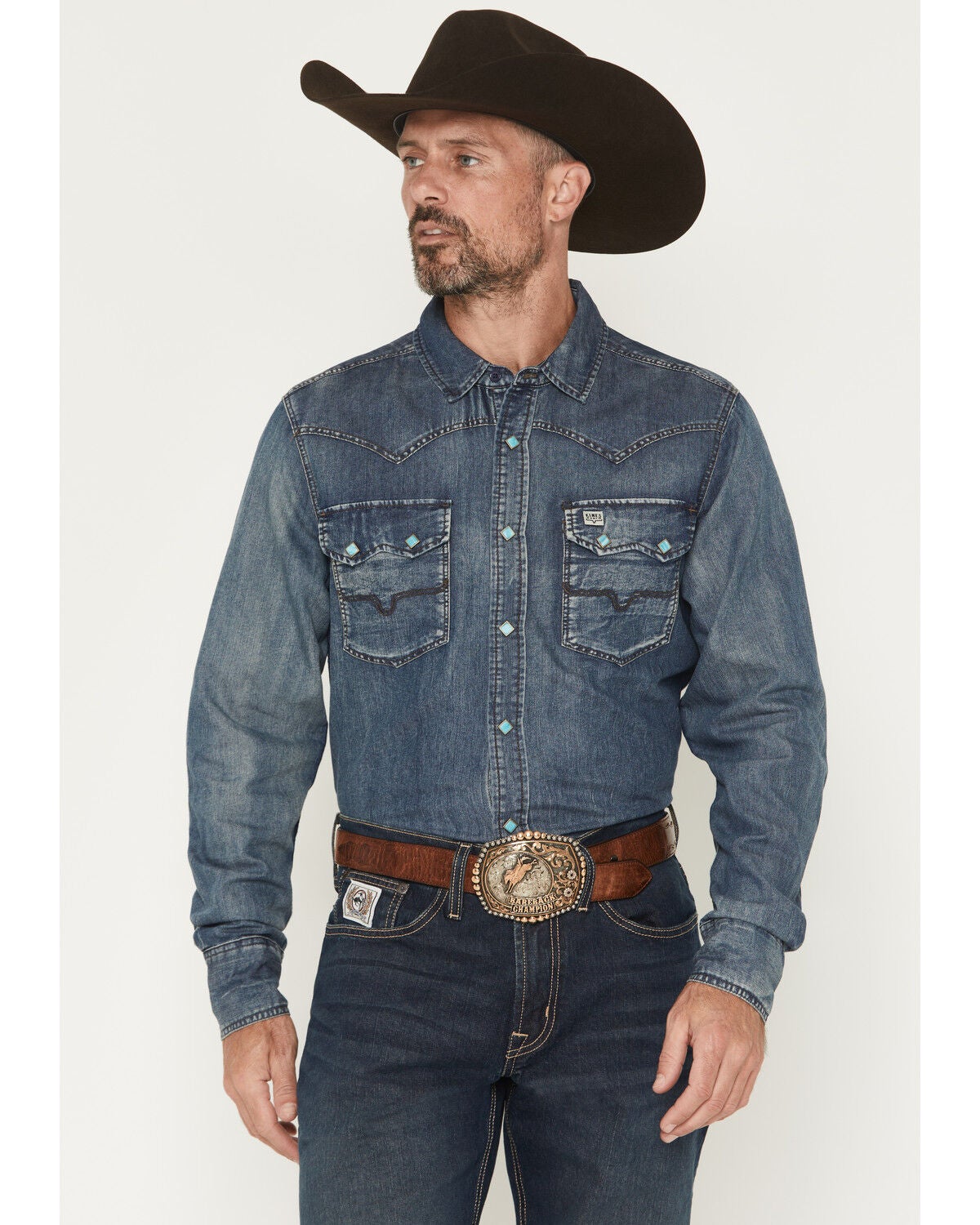 Image #1 - Kimes Ranch Men's Memphis Denim Long Sleeve Snap Western Shirt, , hi-res