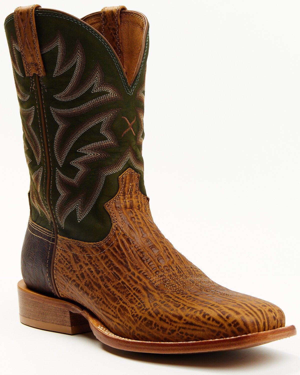 Twisted X Men's 11" Tech Western Boots - Broad Square Toe, Olive, hi-res
